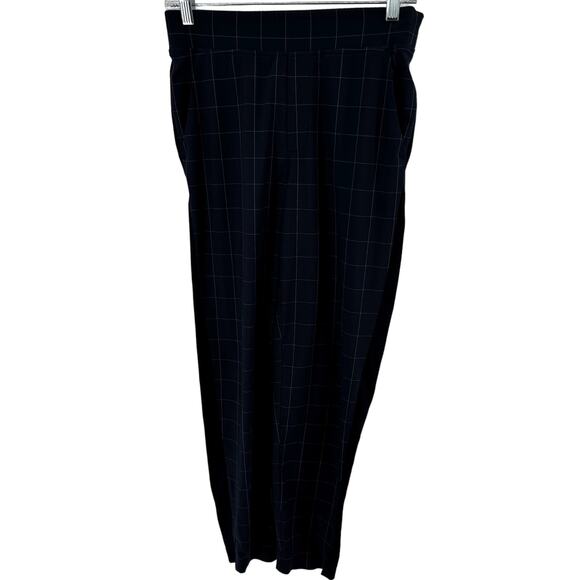 Athleta Brooklyn Textured Ankle Pants Windowpane Stretch Pull On Navy Blue 2 - Picture 2 of 6